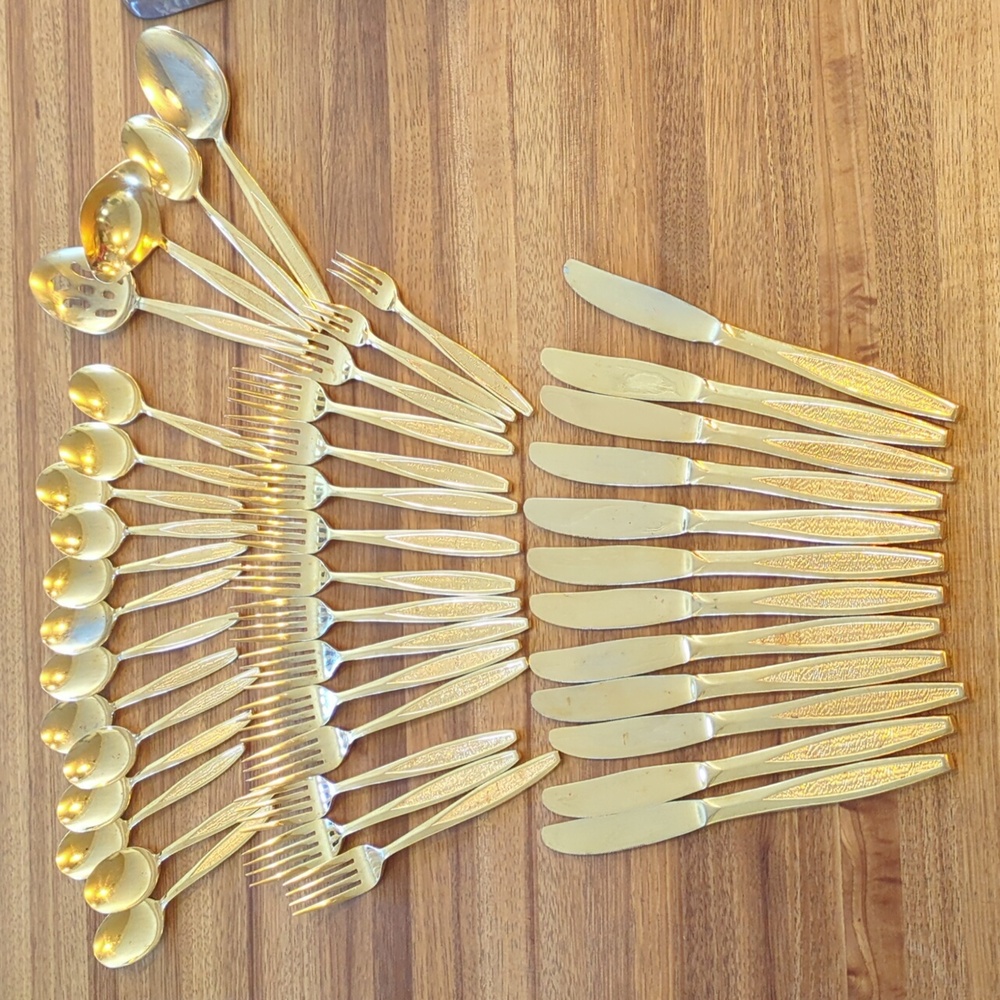 Vintage Royalton Antigua Gold Plated Flatware